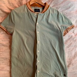 Scotch & Soda Vintage Sports Cut Button Up Shirt in unique Rust and Faded Teal